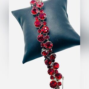 Vintage Intense Red Rhinestone Bling Bracelet
